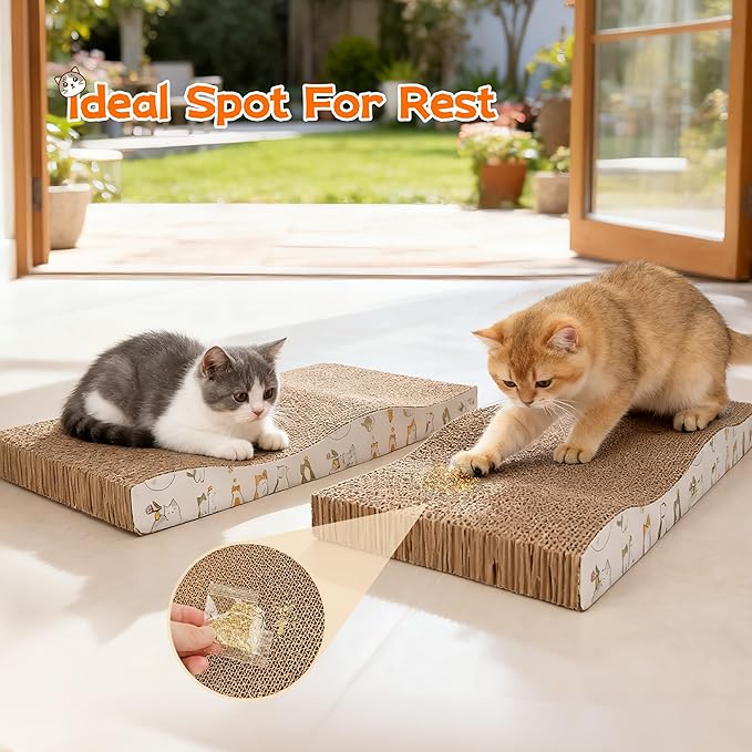 PatiencET Cat Scratch Pad 2 Pack, Waved Cardboard Cat Scratcher - Image 6