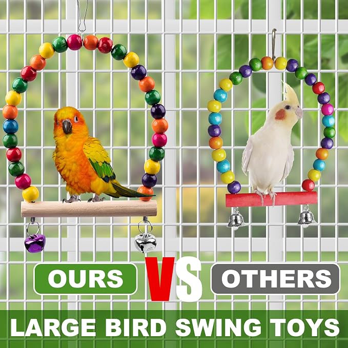 Bird Toys for Parakeets 7Pcs, Wood Parrots Budgie Cage Accessories, Bird Perch - Image 3