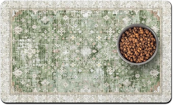 Pet Food Mats for Floor, Absorbent Dog Mat for Food and Water Dispenser Mat by Unknown