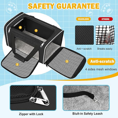 HUANLANG Soft-Sided Cat Carrier Airline Approved, Dog Carriers - Image 4