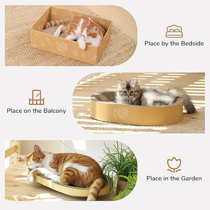 FUKUMARU 3PCS Cardboard Cat Scratcher Bed, Durable Oval Cat Scratch Bed Pads - Image 7