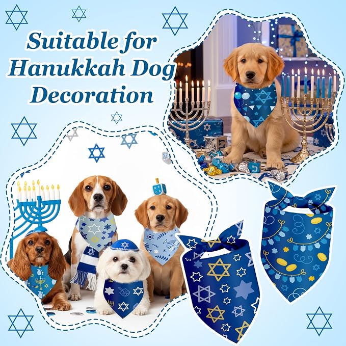 Abbylike 50 Pcs Hanukkah Dog Bandanas Bulk Blue Bandanas - Image 2