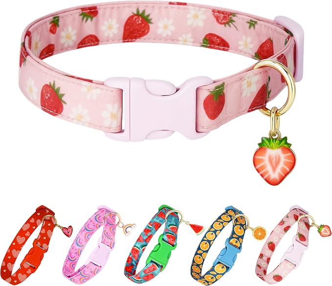 Cute Dog Collar Strawberry Pattern by Raisingwell