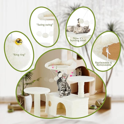54 Inches Multi-Level Cat Tree Tower, Cat Tree Tower Furniture Activity - Image 5