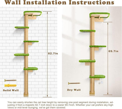 Floor to Ceiling Cat Tree for Kittens, Wall Mounted Cat Wall Furniture - Image 6