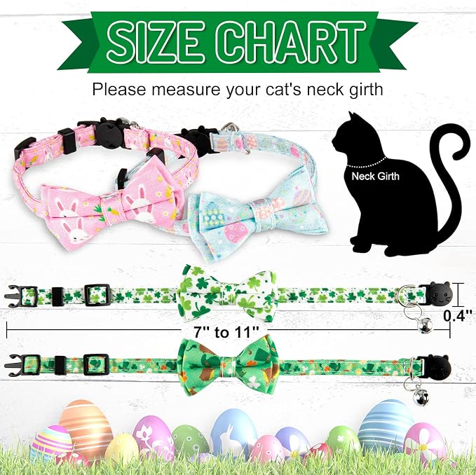 Whaline 4 Pack St. Patrick's Day Easter Cat Collar - Image 2