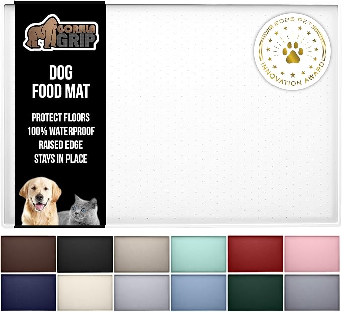 GORILLA GRIP 100% Waterproof Raised Edge BPA Free Silicone Pet Feeding Mat by GorillaGrip