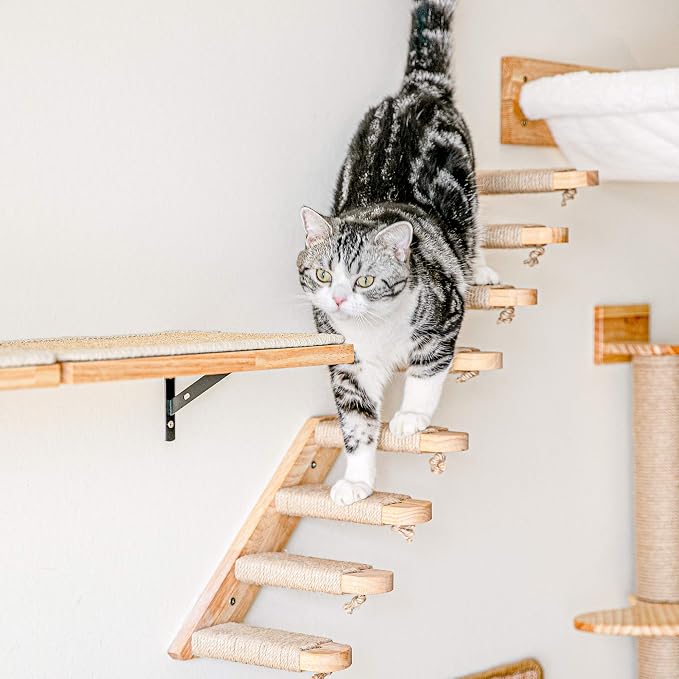 FUKUMARU Cat Climbing Shelf Wall Mounted, Four Step Cat Stairway - Image 4