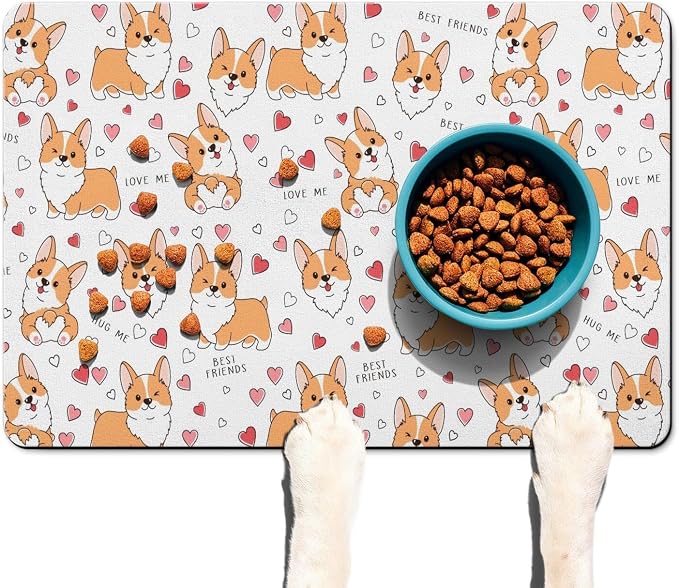 Corgi Dog Food & Water Mat, Pet Feeding Mat - Image 2