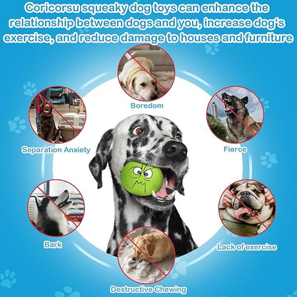 3.14" Squeaky Dog Toys Funny Smile Face Chewing Latex Rubber Soft Fetch Play - Image 4