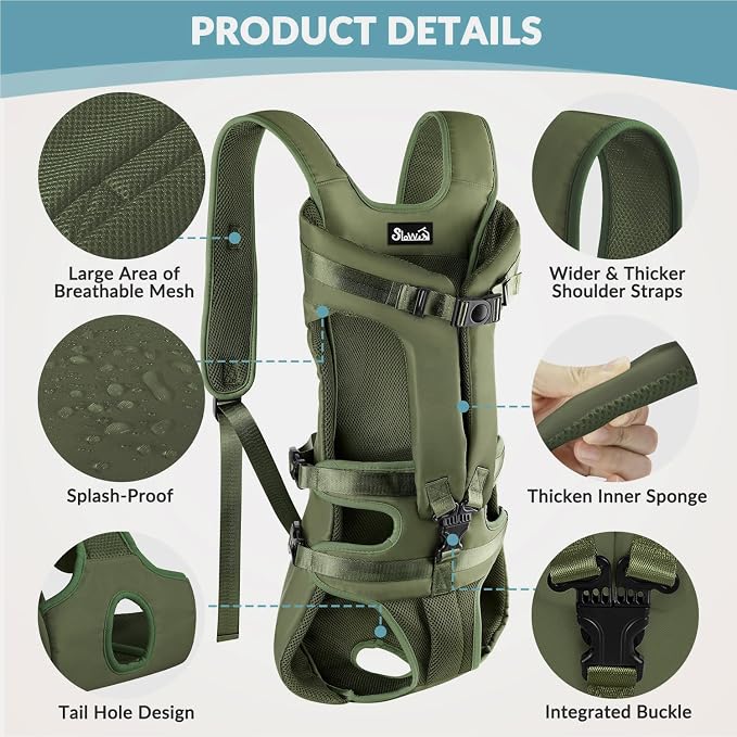 Lukovee Dog Backpack Carrier, Legs Out Easy-fit Dog Front Carrier - Image 3