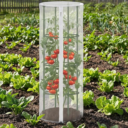 4 Pcs Garden Bird Netting for Round Plant Cage, Tomato Trellis Insect Bird - Image 7