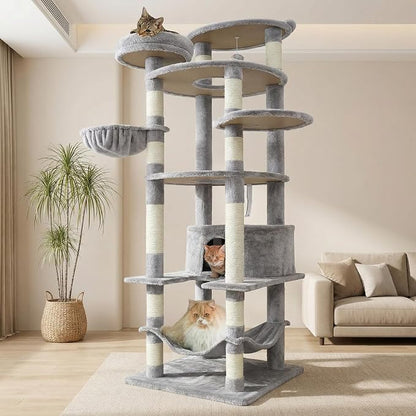 78.8" Large Cat Tree Tower for Indoor Kitties, Sisal Scratching Posts, Hammock by KWOJU