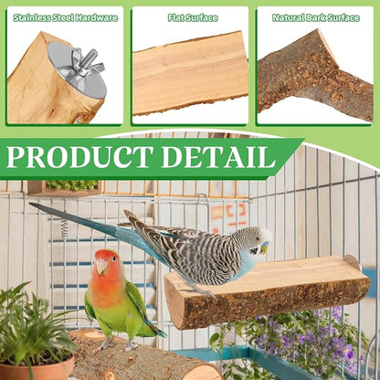 2PCS Natural Wood Bird Perch Platform - Image 3