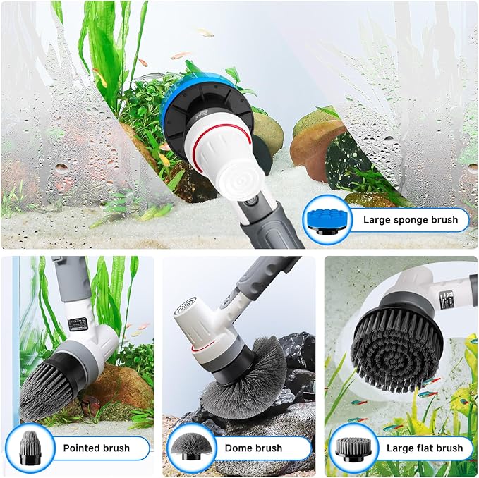 AQQA 8-in-1 Electric Aquarium Cleaning Kit IPX9 Waterproof Cordless - Image 4