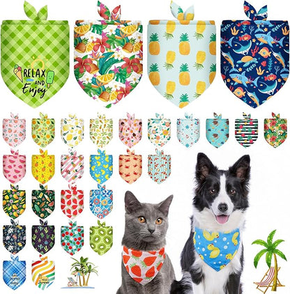 SCENEREAL 30 PCS Dog Bandanas Bulk, Summer Pet Bibs by SCENEREAL