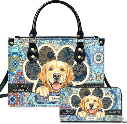 Personalized Pet Mom Leather Handbag – Custom Name Dog Cat Photo Purse by Encycom