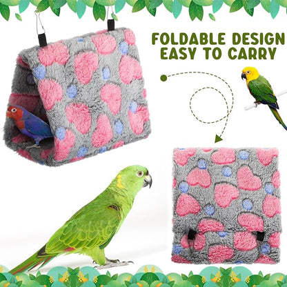 4 Pcs Winter Warm Bird Nest for Cage Plush Birds Hanging Snuggle Cave 6.7" and - Image 4