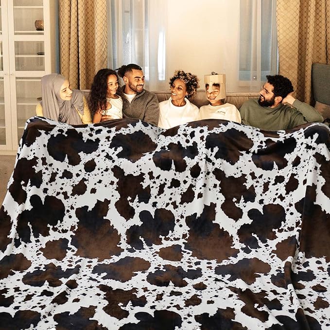 Bnuitland Cow Print Throw Blanket, Large Size 90x90 Inches by BNUITLAND