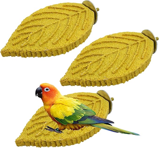 3 Pcs Bird Perch Resin Bird Beak Grinding Stone Leaf Shape Perch Stand Foot by Apatal