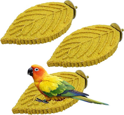 3 Pcs Bird Perch Resin Bird Beak Grinding Stone Leaf Shape Perch Stand Foot by Apatal