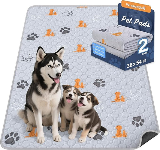 Washable Pee Pads for Dogs, 2 Pack Absorbent Reusable Training Dog Pads Pet by WanpeeGoo