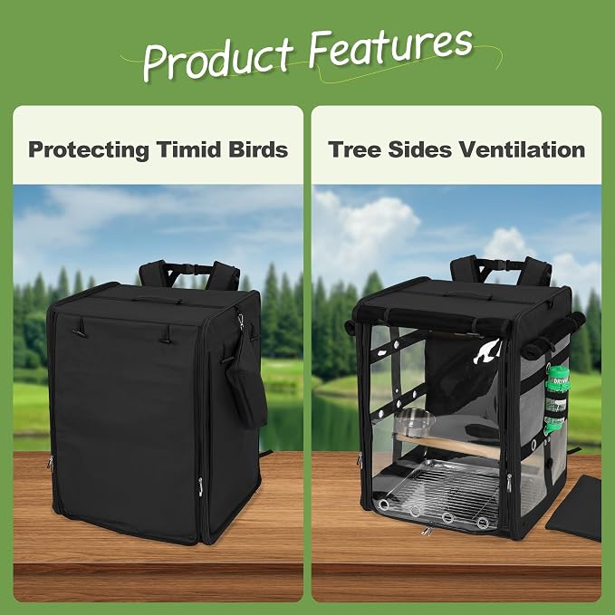 Suertree Bird Carrier Travel Cage, Cockatoo Carrier, Parrot Travel Backpack - Image 5
