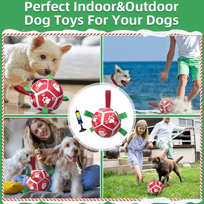 QDAN Small Christmas Dog Toys, Soccer Ball - Image 6