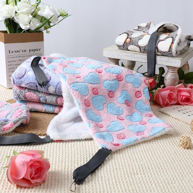 8 Pcs Reversible Cat Hammock Plush Ferret Hammock Hanging Bed - Image 3