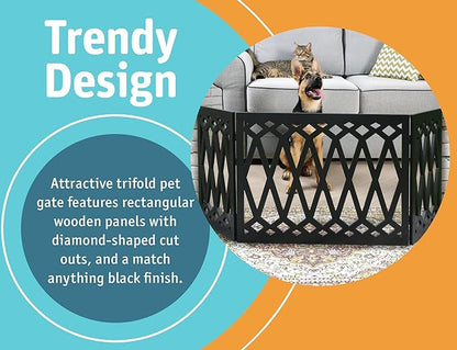 Etna 3-Panel Diamond Design Wood Pet Gate - Image 5