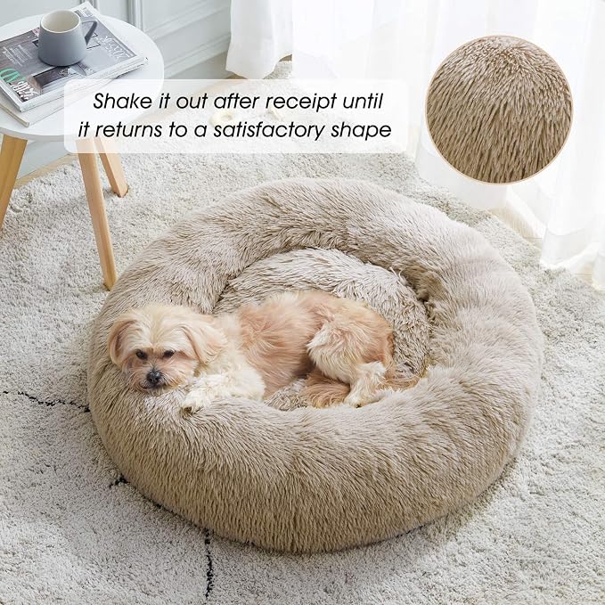 Calming Dog Bed & Cat Bed, Anti-Anxiety Donut Dog Cuddler Bed, Warming Cozy - Image 2