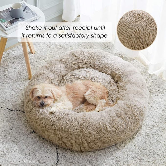 Calming Dog Bed & Cat Bed, Anti-Anxiety Donut Dog Cuddler Bed, Warming Cozy - Image 2