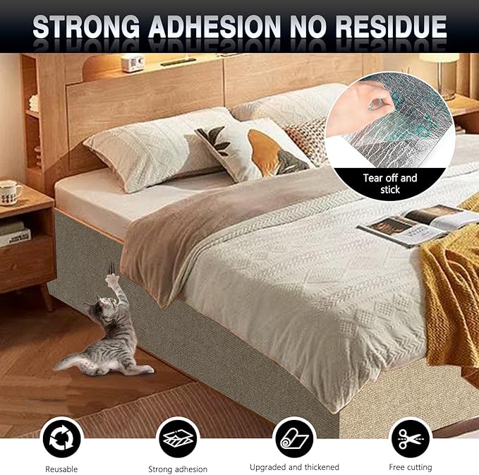 Cat Scratch Mat for Couch, Wall & Cat Tree – 78.7" Trimmable Self-Adhesive Cat - Image 4