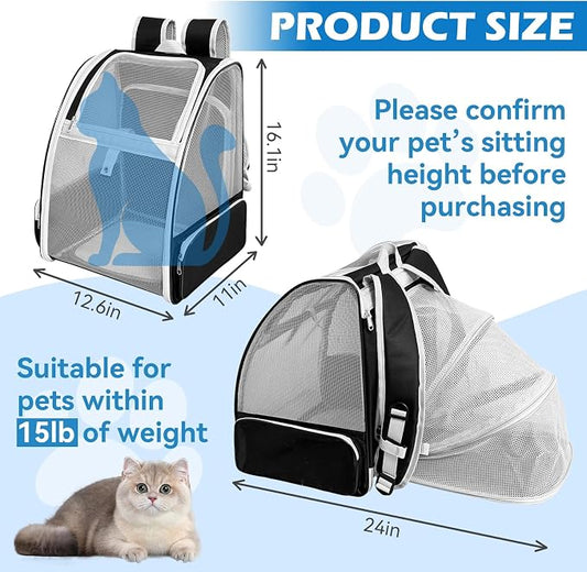 Cat Backpack Carrier, Expandable Pet Carrier Backpack - Image 2
