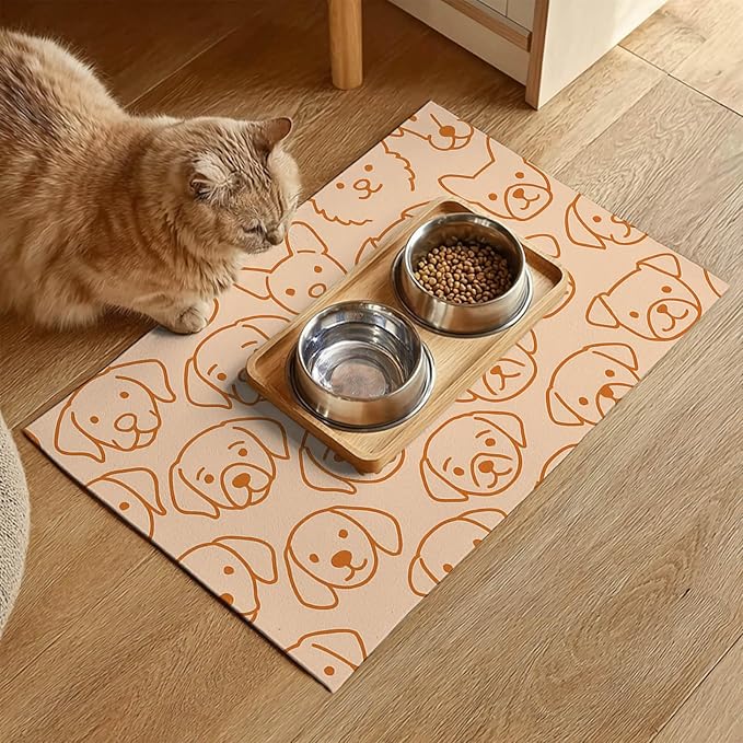 Pet Feeding Mat with Colorful Polka Dot Pattern Design 24" x 16" Dachshund - Image 2
