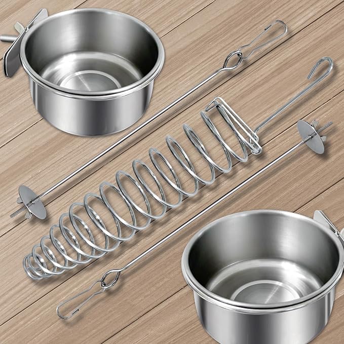 5Pcs Bird Cage Food Bowl Set, Stainless Steel Millet Holder - Image 6