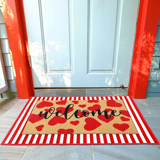 Tinideya 2 Pcs Door Mat Welcome Non Slip Coir Mats Floor Layering Doormats - Image 4