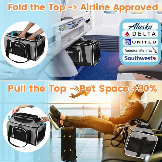 Petskd Top-Expandable Pet Carrier 17x11x9.5 Inches Alaska Airline Approved - Image 2