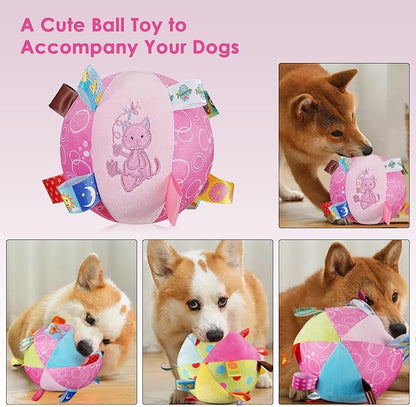 Dog Squeaky Plush Toy with Straps, 6-Inch Soft Stuffed Ball with Cotton - Image 7