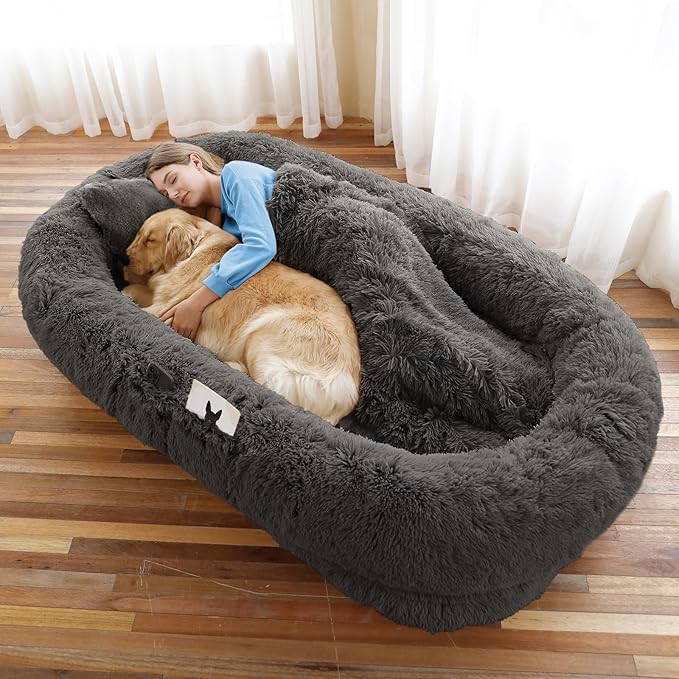 Human Dog Bed, Washable Faux Fur Pet Bed by WROS