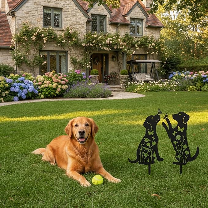 Metal Dog Garden Decor for Outside 2 Pack, Pet Yard Art, Weather Resistant - Image 4