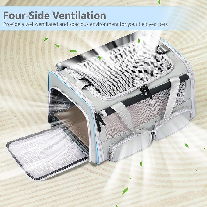 Cat, Dog Carrier for Pets up to 15 lbs, Soft-Sided Collapsible Pet Carrier - Image 3