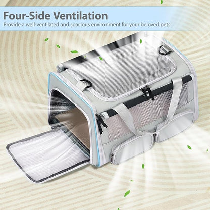 Cat, Dog Carrier for Pets up to 15 lbs, Soft-Sided Collapsible Pet Carrier - Image 3