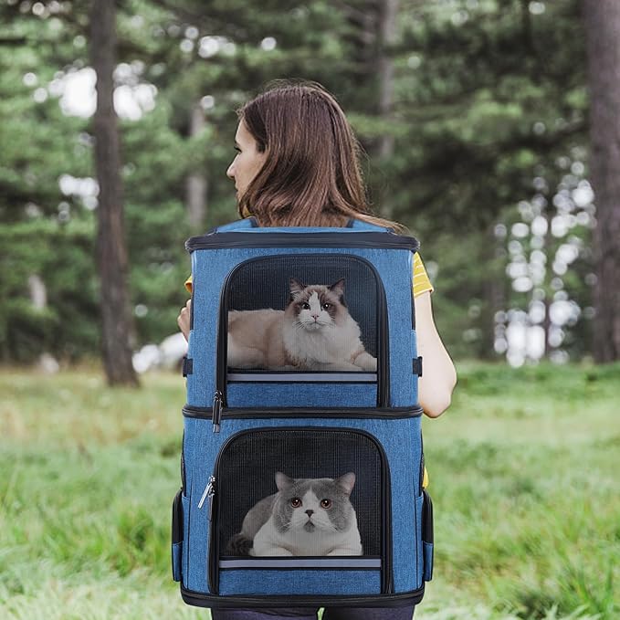 Double Cat Carrier for 2 Cats, Dog Backpack Carrier for Medium Dogs, Double - Image 7