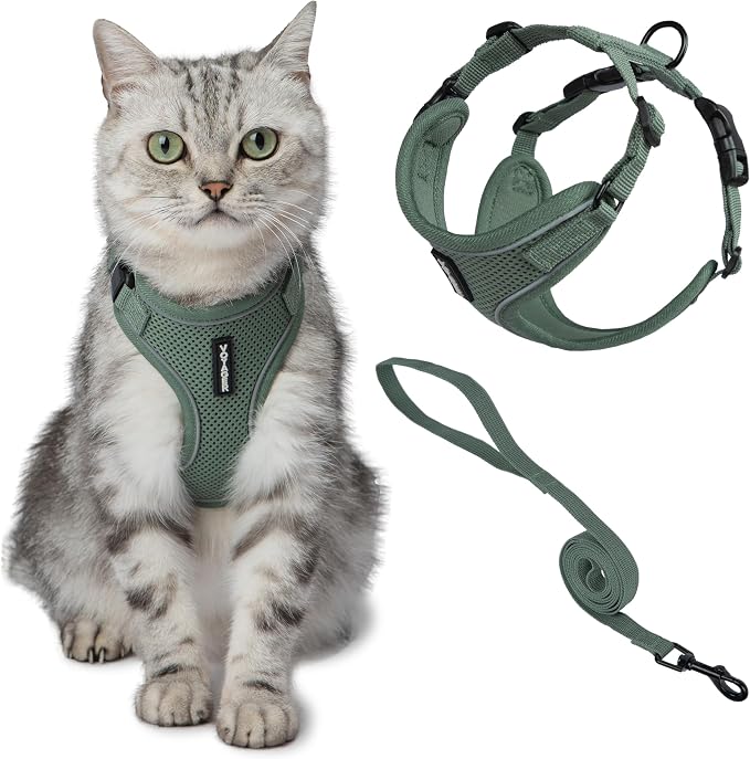 Voyager Escape-Proof Step-in Lock Cat Harness & 5ft Neoprene-Handle Leash Set by BestPetSuppliesLLC