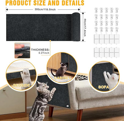 Cat Scratch Mat, 118.5"x17.4" Trimmable Self-Adhesive Cat Scratch Furniture - Image 2