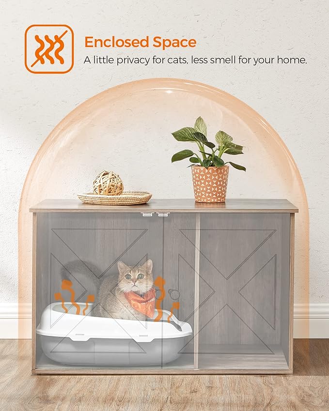 Feandrea Cat Litter Box Enclosure, Litter Box Furniture Hidden - Image 4