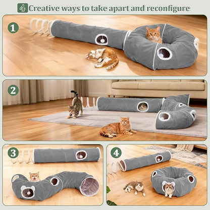 Ownpets 2-in-1 Cat Tunnel, Large Lollipop Shape Cat Tunnel Toy - Image 3