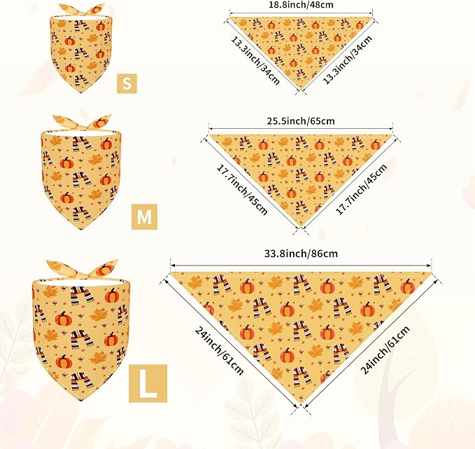 30 Pcs Fall Dog Bandanas Bulk 25 Inch Stitch Edge Dog Bandanas - Image 2