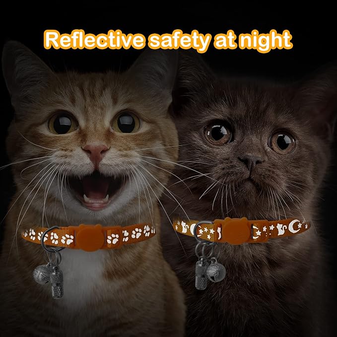 LLHK 2 Pack Breakaway Cat Collars & 2 Pcs Name Tags, Reflective Safety Kitten - Image 3